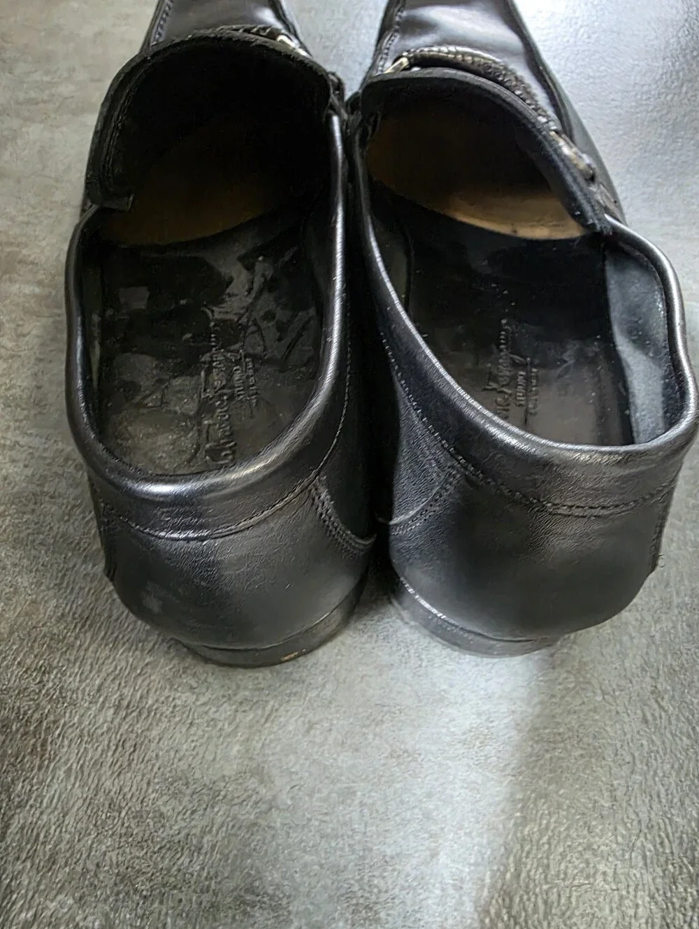 Salvatore Ferragamo Black Leather Loafers Men's 11 D Square Toe Braided